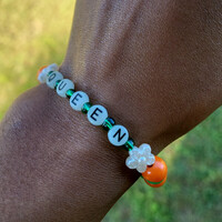 FAMU QUEEN 👑🧡💚 GLOW IN THE DARK ALPHABET BRACELET🐍🐍🧡💚 READY-MADE🎨⏳️ By Nubian Collection Artwear 👑 - Thumbnail 3
