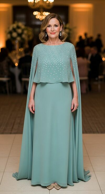 Plus Size Green Beading Crystals Mother of Bride/Groom Dress Evening Formal Gowns