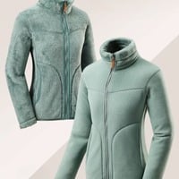 M-4XL Fleece Jacket Polar Fleece Top Reversible Thickened Coral Fleece Sweatshirt Cardigan  - Thumbnail 7