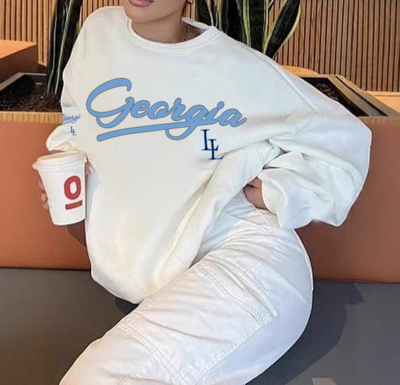 Georgia Printed White Sweatshirt