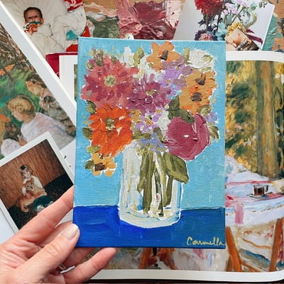 “joy in bloom” 5x7 inch still life, original painting no.01