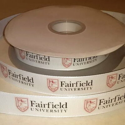7/8" fairfield university inspired custom printed grosgrain ribbon - Thumbnail 2