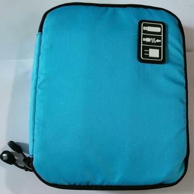 Portable Electronic Accessories Travel Case β Large Nylon Cable Organizer Bag for Cords, Hard Drives, Tablets & Tech Gear (Blue/Black/Green)
