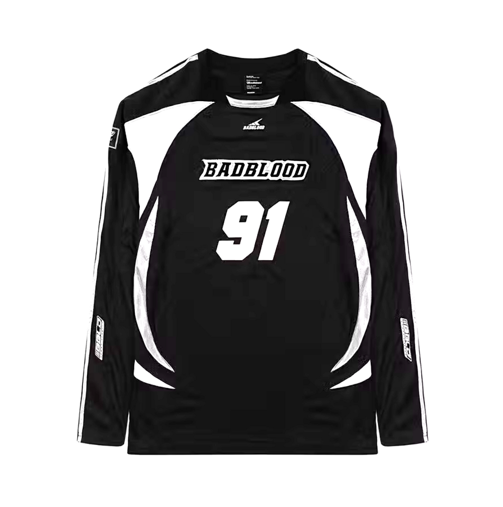 ■BADBLOOD■ Eat Me Long Sleeve Black w-tee23-090 BADBLOOD] Eat Me Long Sleeve Loose Fit - Black | もごつ