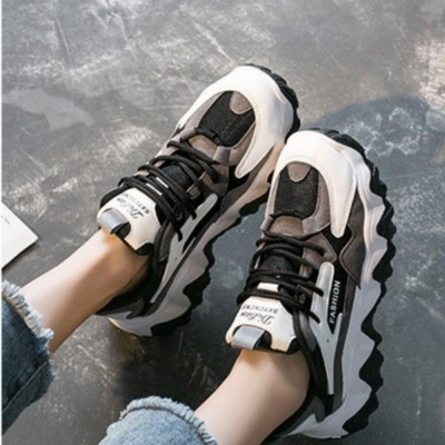 Women's New Fashion Panda Trainers In Trend Lace Up Soft Impact Platform Sneakers Ladies Sports Chic Running Shoes Night Out Cool Trainers