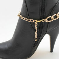 Women Gold Metal Boot Chain Links Shoe Charm Western Fashion Jewelry Classy Style - Thumbnail 6