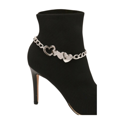 Women Silver Metal Boot Chain Love Heart Shoe Charm Western Fashion Jewelry 