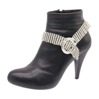 Women Silver Metal Boot Chain Bracelet Bling Belt Buckle Shoe Charm Anklet Western Fashion Jewelry  - Thumbnail 4