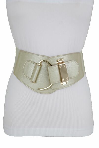 Women Cinch Champagne Light Gold Color Belt Hook Buckle Plus Size L XL XXL