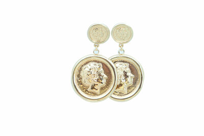 Women Earrings Jewelry Gold Metal Coin Bling Medallion Cool Collecion