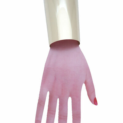 Women shiny gold color long metal wide cuff bracelet fashion jewelry wonder