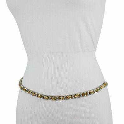 Women silver metal chain links hip high waist fashion belt gold mesh m l xl