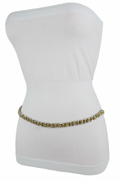 Women Silver Metal Chain Links Hip High Waist Fashion Belt Gold Mesh M L XL