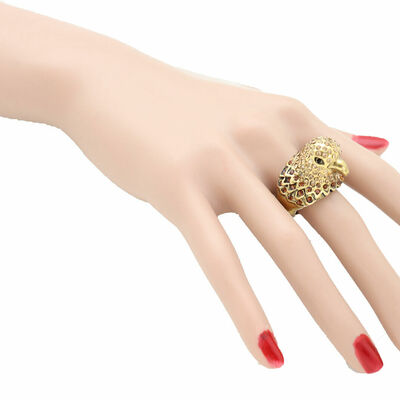 Women gold metal ring exeptional style jewelry bird head eagle stretch band