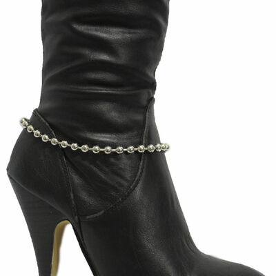 Women western boot bracelet silver metal chain mini balls anklet shoe charm