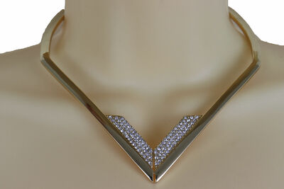 Women Party Club Gold Metal Strand Fashion Jewelry Choker Fancy Necklace V