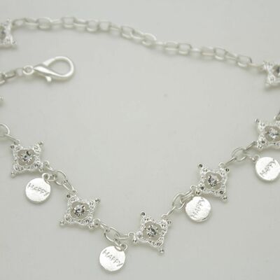 Women western boot bracelet silver metal chain anklet happy shoe charm gift
