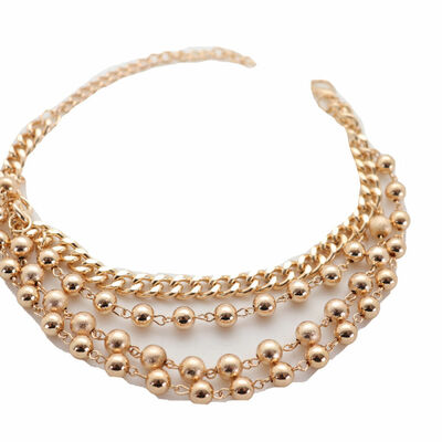 Women gold metal chain boot bracelet shoe anklet ball wave charm comfortable