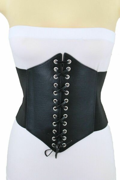 Women Party Fashion Black Stretch Belt High Waist Bold Look Plus Size M L XL