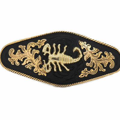 Men black metal belt buckle heavy strong bold gold scorpion motorcycle western 