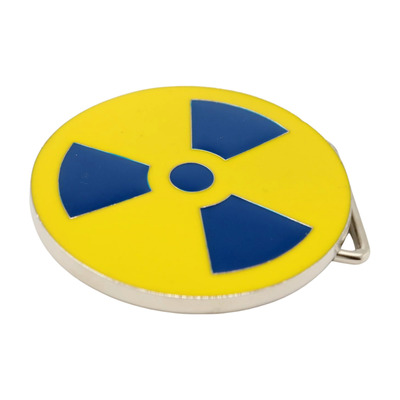 Men fashion belt buckle silver metal nuke bomb symbol nuclear teen kids style