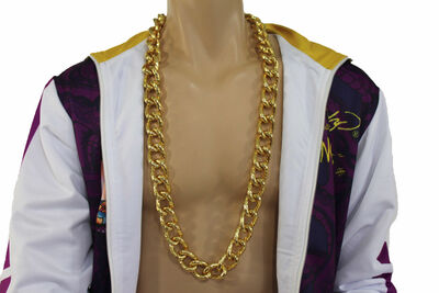 Men Fashion Necklace Chunky Gold Metal Chain Link Long Maimi Beach Hip Hop