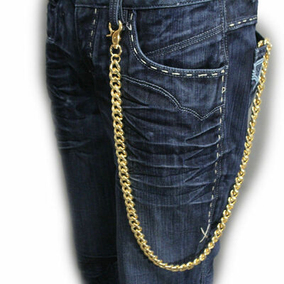 Men gold chunky metal 33" long thick links wallet chains keychain biker style