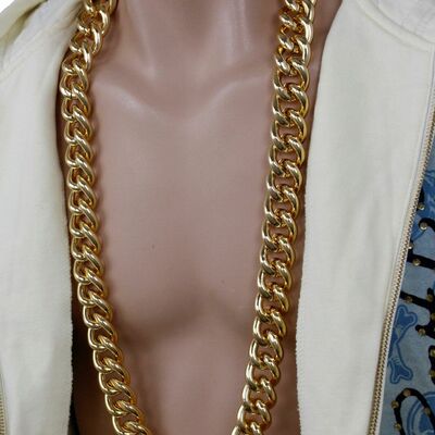 Men gold metal chain thick links extra long necklace halloween gangster hip hop 