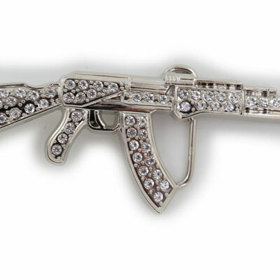Men silver metal belt buckle machine gun ak47 hip hop sexy western fashion rifle