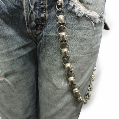 Men silver metal wallet chains links rider jeans biker skulls skeletons trucker