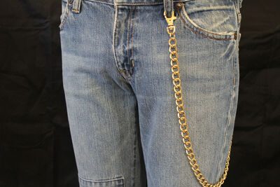 Men Sturdy Long Gold Metal Wallet Thick Chain Chunky Links Biker Jeans Trucker