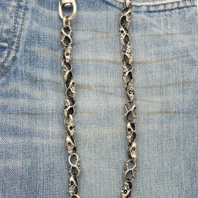 Men wallet chain silver metal key rocker biker mini skull charm casual day wear