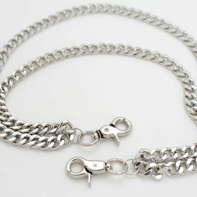 Men wallet chains silver metal key chain rock punk biker 2 strands chunky links