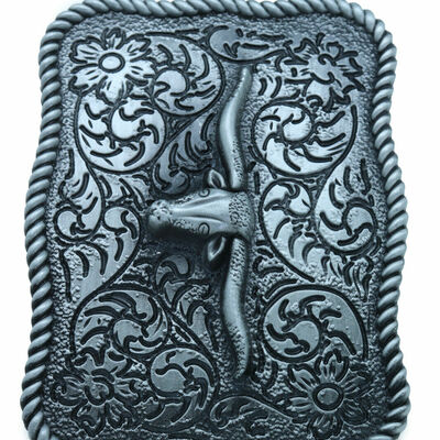 Men women belt buckle silver metal bull western fashion tx long horns cow