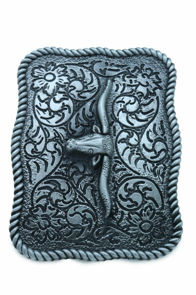 Men Women Belt Buckle Silver Metal Bull Western Fashion TX Long Horns Cow