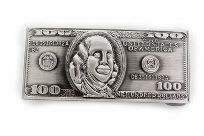Men Women Belt Buckle Silver Metal Long Bold $100 Street Hip Hop Fashion Style