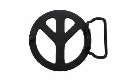 Men Women Round Belt Buckle Black Metal Peace Sign Freedom Motorcycle Biker Look