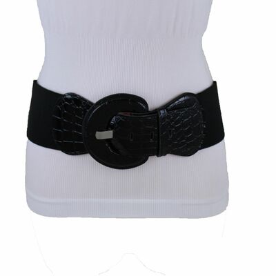New casual look women hip waist sexy fashion black belt round buckle size m l xl