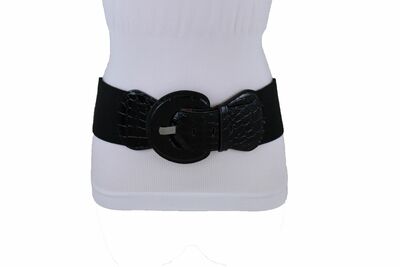 New Casual Look Women Hip Waist Sexy Fashion Black Belt Round Buckle Size M L XL