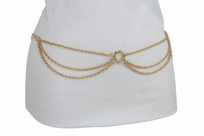 New Women Hot Gold Metal Side Waves Fashion Belt High Waist Hip Plus M L XL