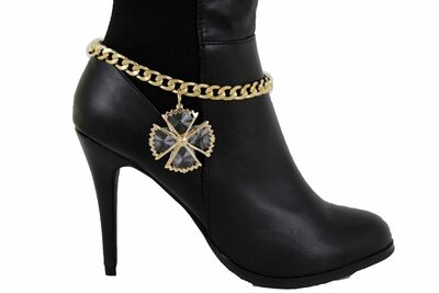 Party Women Boot Bracelet Gold Metal Chain Floral Bling Anklet Flower Sexy Charm