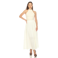 White Mark Women's Pleated Tiered Maxi Skirt - Thumbnail 6