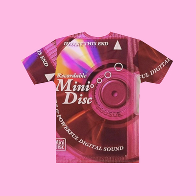 Vaporwave maxell 74 min md t shirt in pink