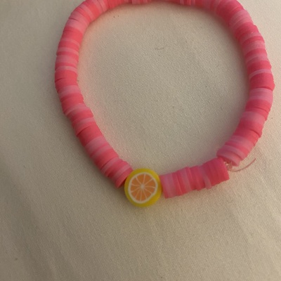 Pink lemonade clay bracelet 