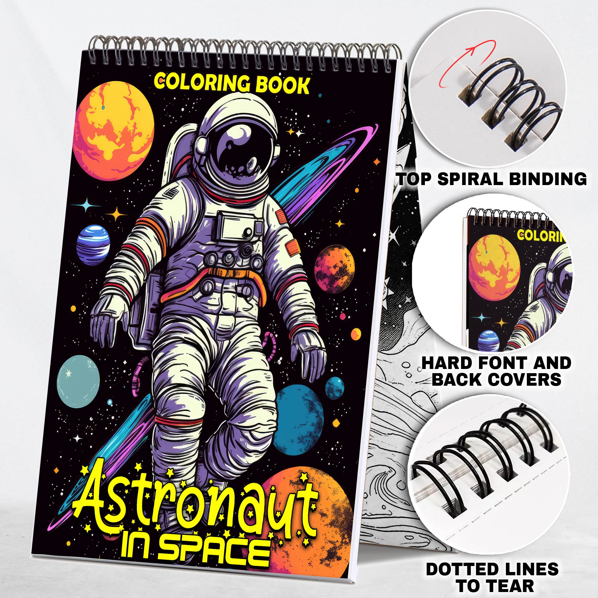 Astronaut In Space Spiral Bound Coloring Book, Embark on a Cosmic