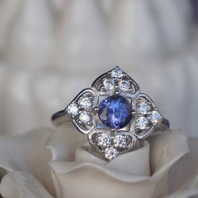 Beautiful natural tanzanite ring 925 sterling silver ring us size 6 birthday anniversary gift gemstone jewelry
