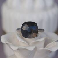 Natural Gray Moonstone Ring 925 Sterling Silver Ring - Elegant Sterling Silver Ring Big Stackable Ring Stone for Women US size 5.5 - Thumbnail 1