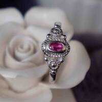 Vintage style-Mini Pink Sapphire 925 Sterling Silver Ring September Birthstone US Size 6  Ring for Women - Thumbnail 3
