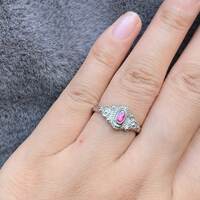Vintage style-Mini Pink Sapphire 925 Sterling Silver Ring September Birthstone US Size 6  Ring for Women - Thumbnail 4