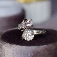 Artistic- Pear Shape Pink Morganite Ring 925 Sterling Silver Ring  Gift for Girlfriend Ring for Women US size 5 1/4 or 5.25 - Thumbnail 2